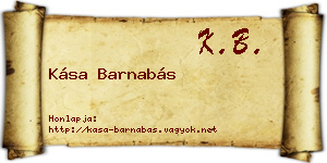Kása Barnabás névjegykártya